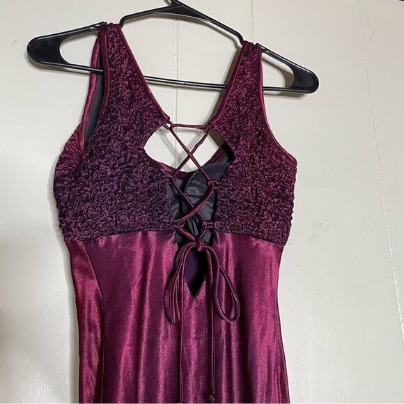 Vintage 90s Cache Satin Corset Lace Up Back Maxi Gown 3/4 - Picture 5 of 12